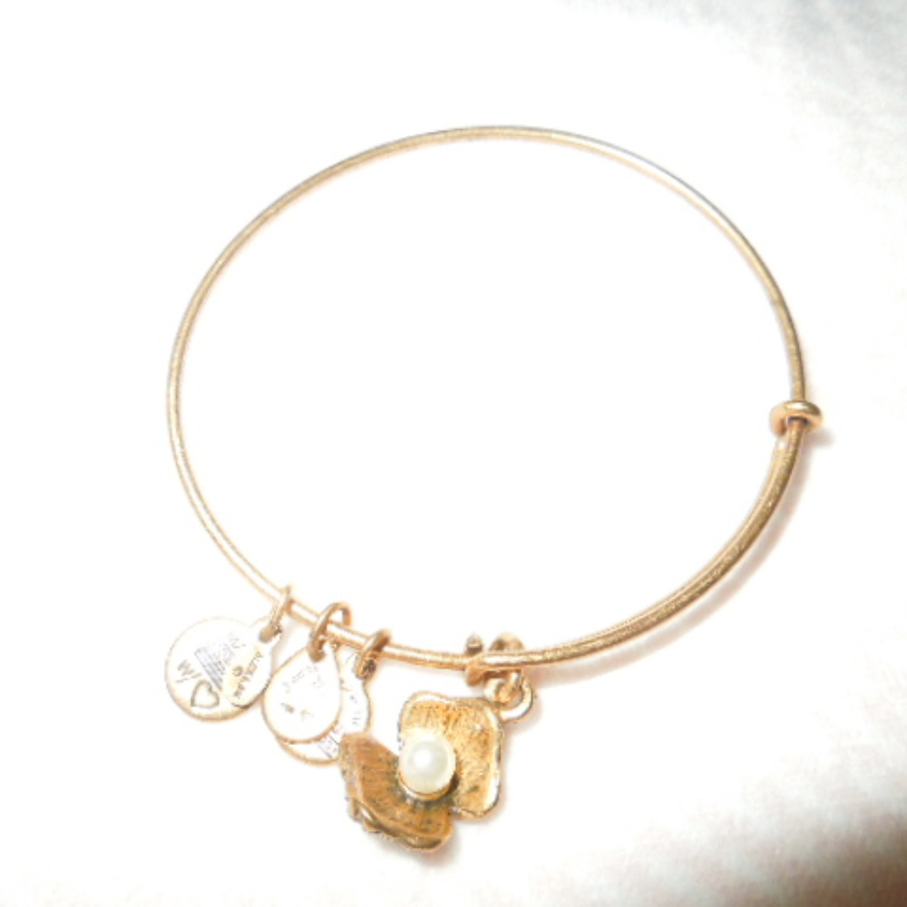 Alex & Ani pearl in shell expandable gold bangle